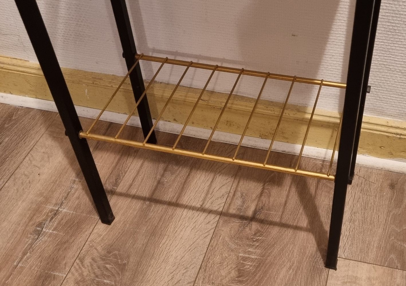 Bedside table, wood and metal, vintage, 60s