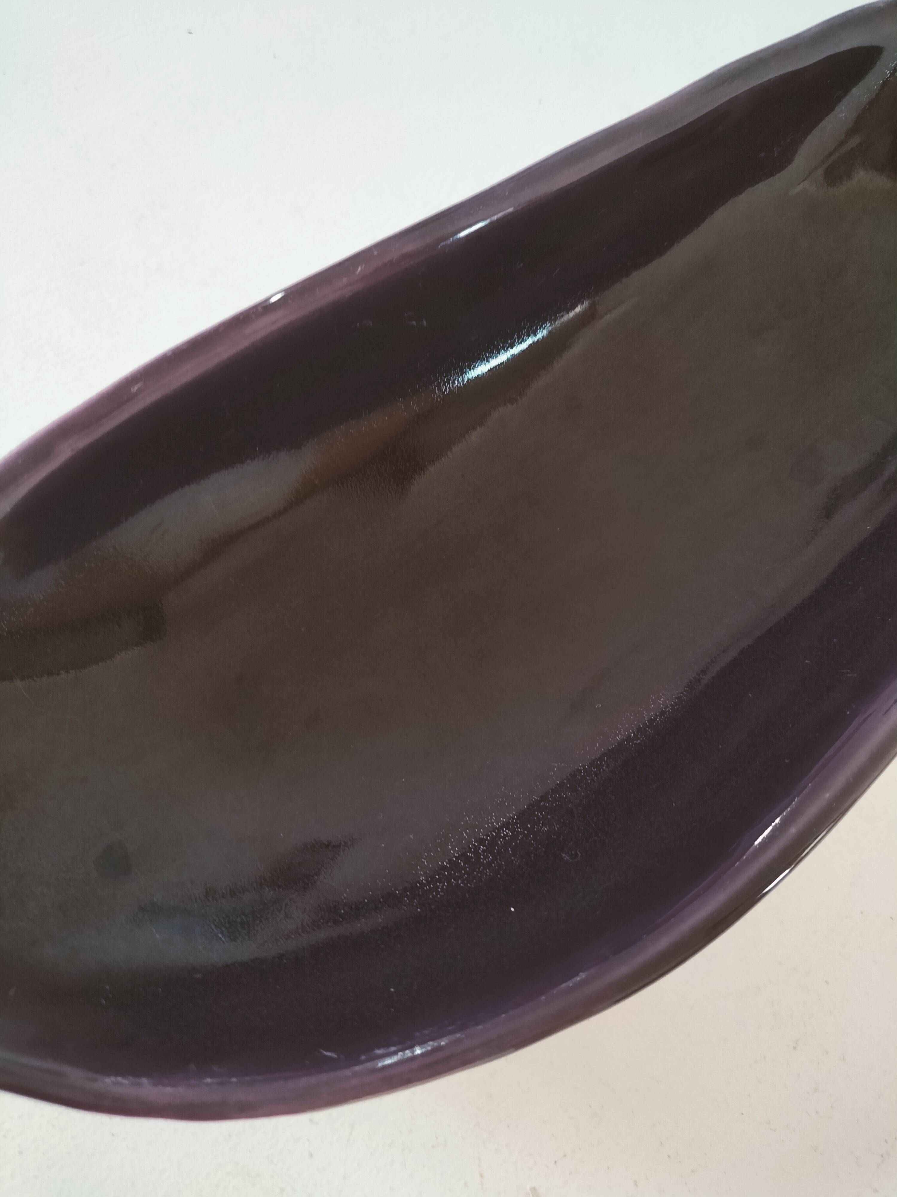 Italian ceramic glossy aubergine bowl – 1960s