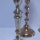 Three vintage solid brass candle holders