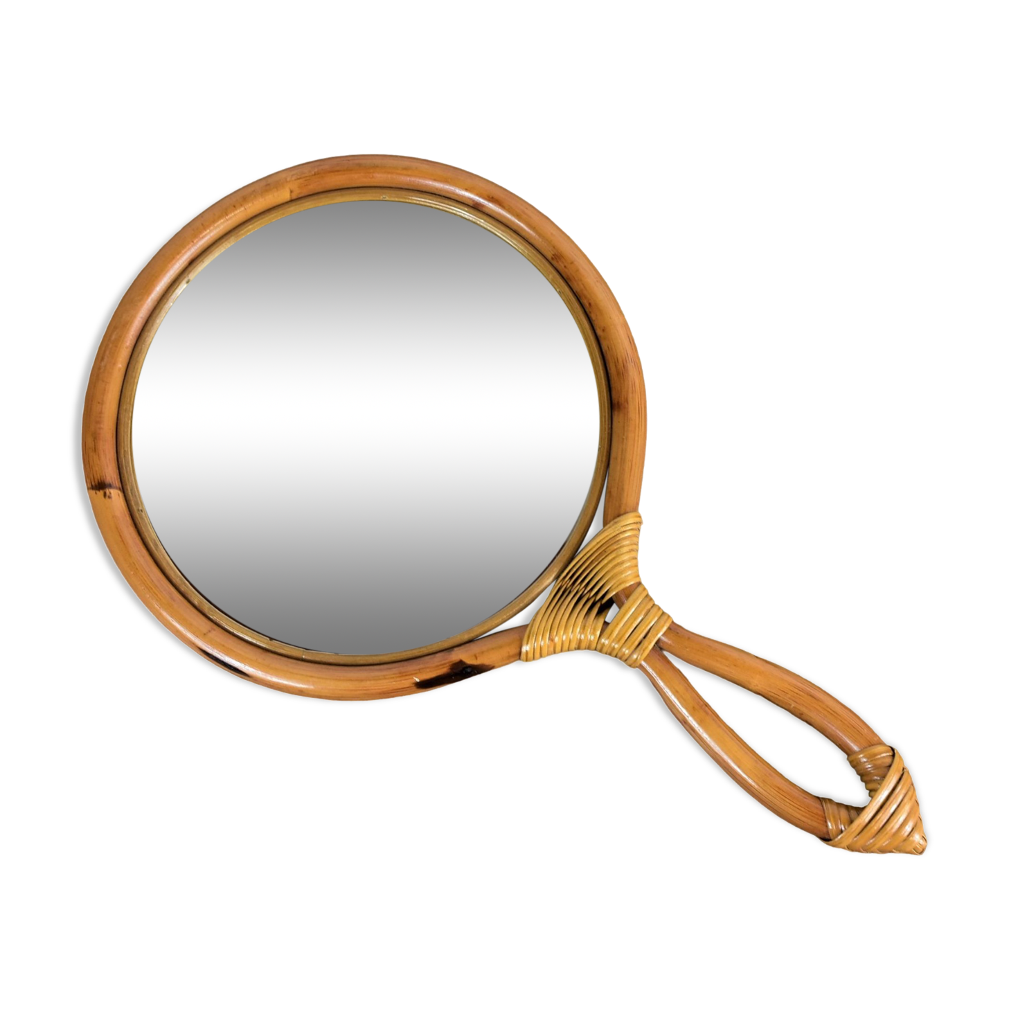Rattan handle mirror