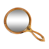 Rattan handle mirror