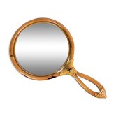 Rattan handle mirror