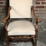 Chairs (pair) Sheep bones in walnut-tinted beech and marbled beige velvet