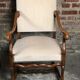 Chairs (pair) Sheep bones in walnut-tinted beech and marbled beige velvet