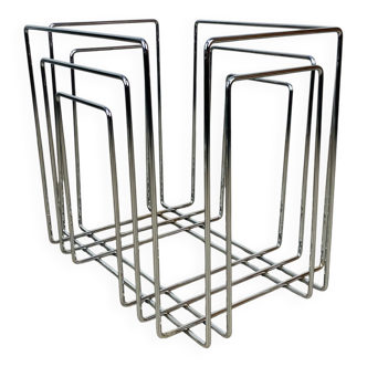 Chrome metal magazine rack by Willi Glaeser for TMP, 1980s.