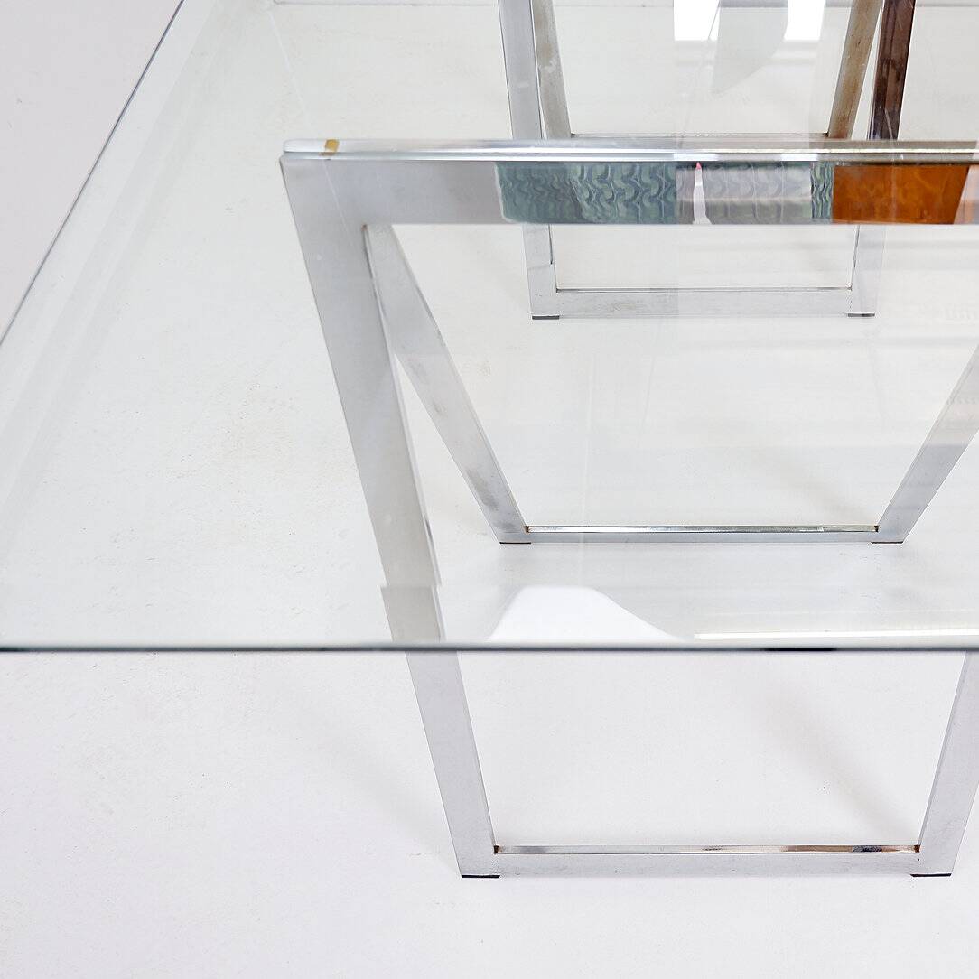 Bureau en verre et métal chromé, 1970