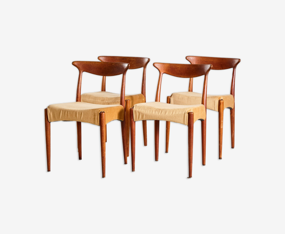 Ensemble de 4 chaises en teck Arne Hovmand Olsen pour Mogens Kold