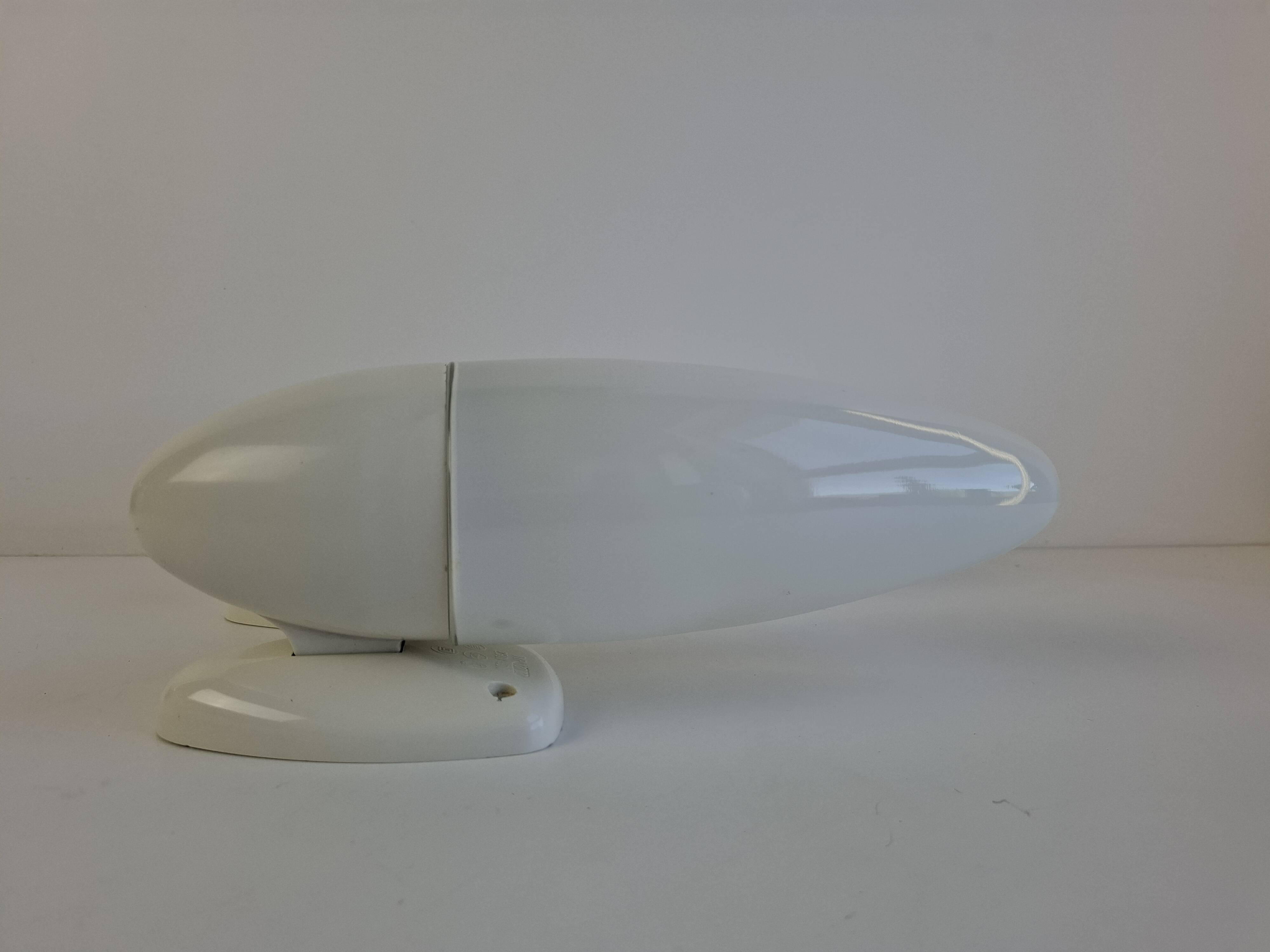 Pair of 1960s Czechoslovak Milk Glass and Bakelite Space Age Wall Sconces