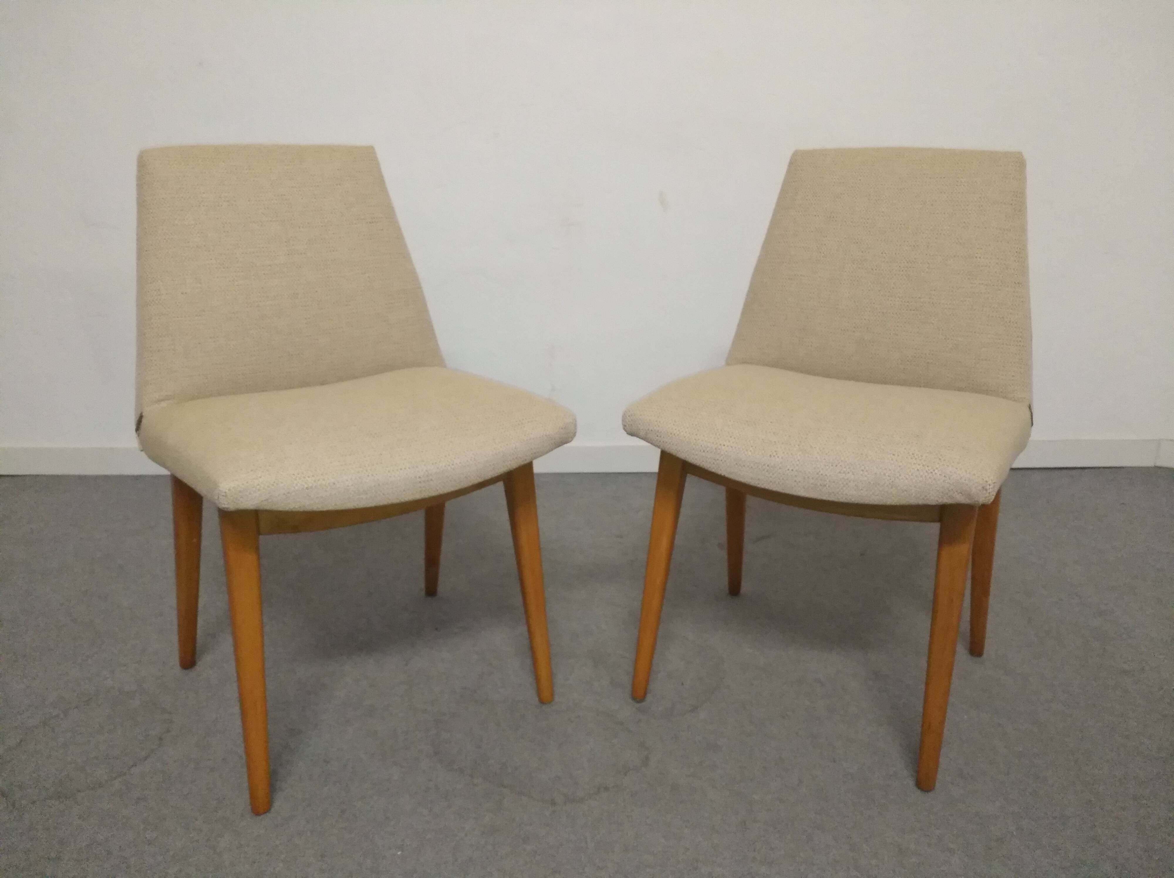 Pair of cocktail chairs in beech, Eastern Europe circa 1960.