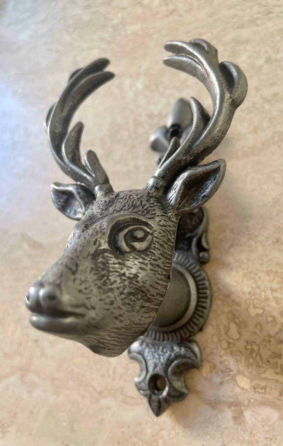 Pair of vintage deer head hooks