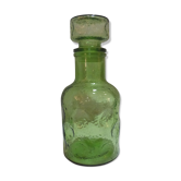 Carafe en verre moulé vert Vintage