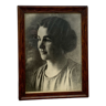 Old vintage young woman photo board