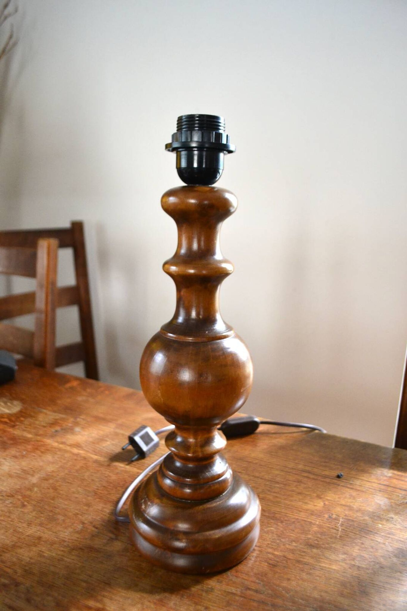 1960s turned wooden lamp base
