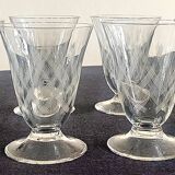 6 engraved wine glasses.