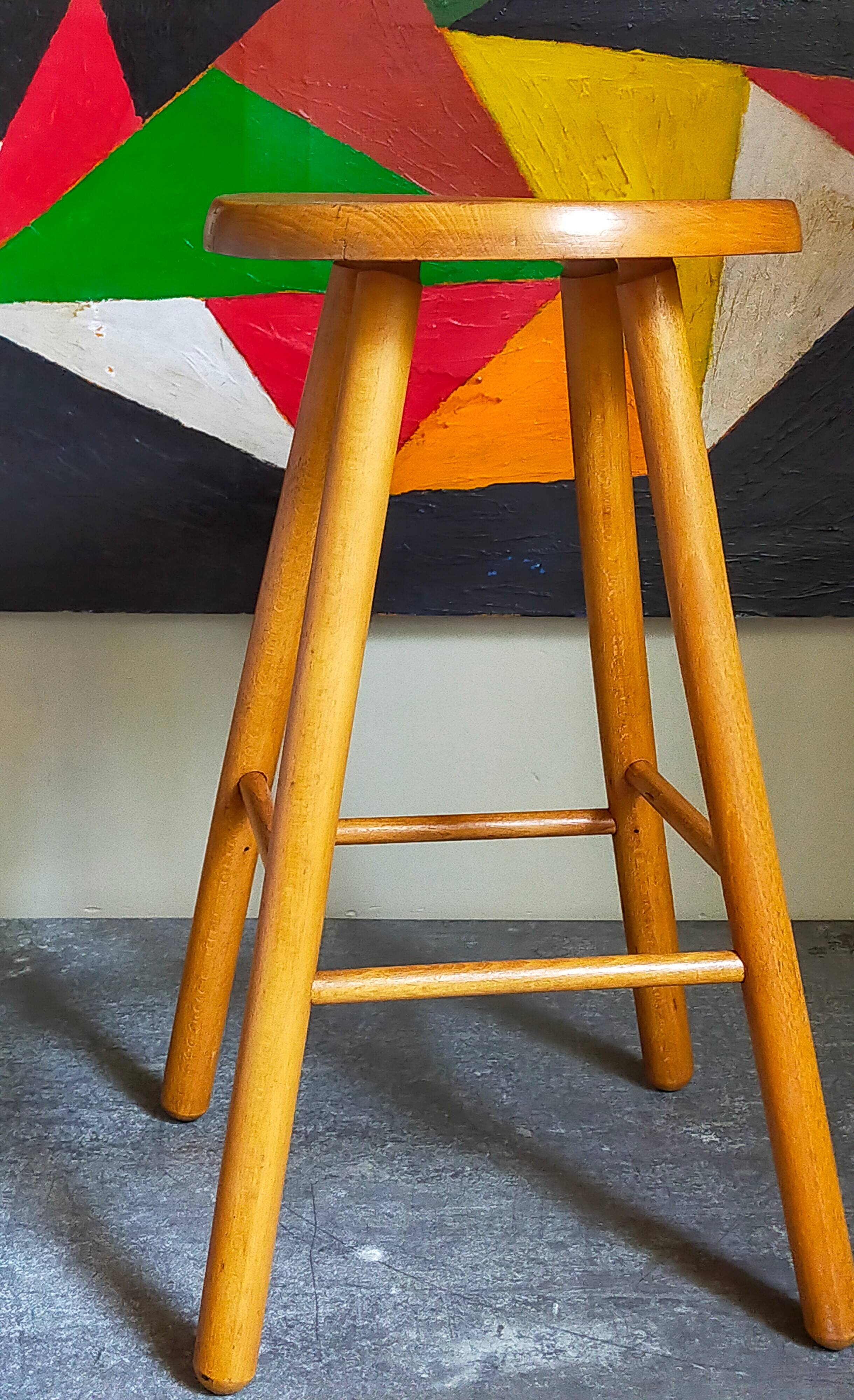 Vintage blond wooden stool