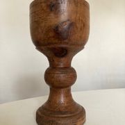 Pot cover 19th neo classic solid wood turned H24cm