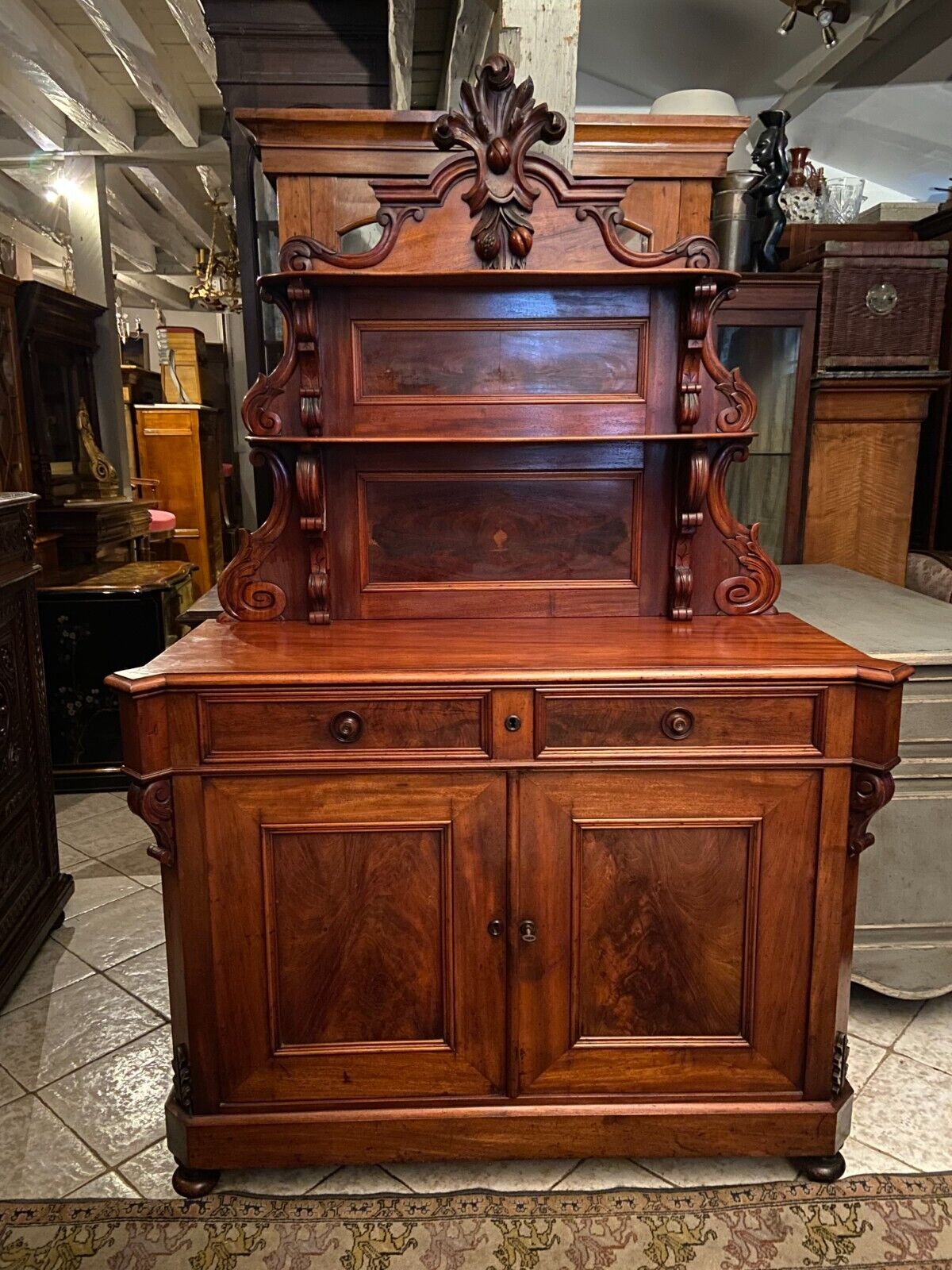 Saint Hubert 19th century sideboard in solid walnut Napoleon III