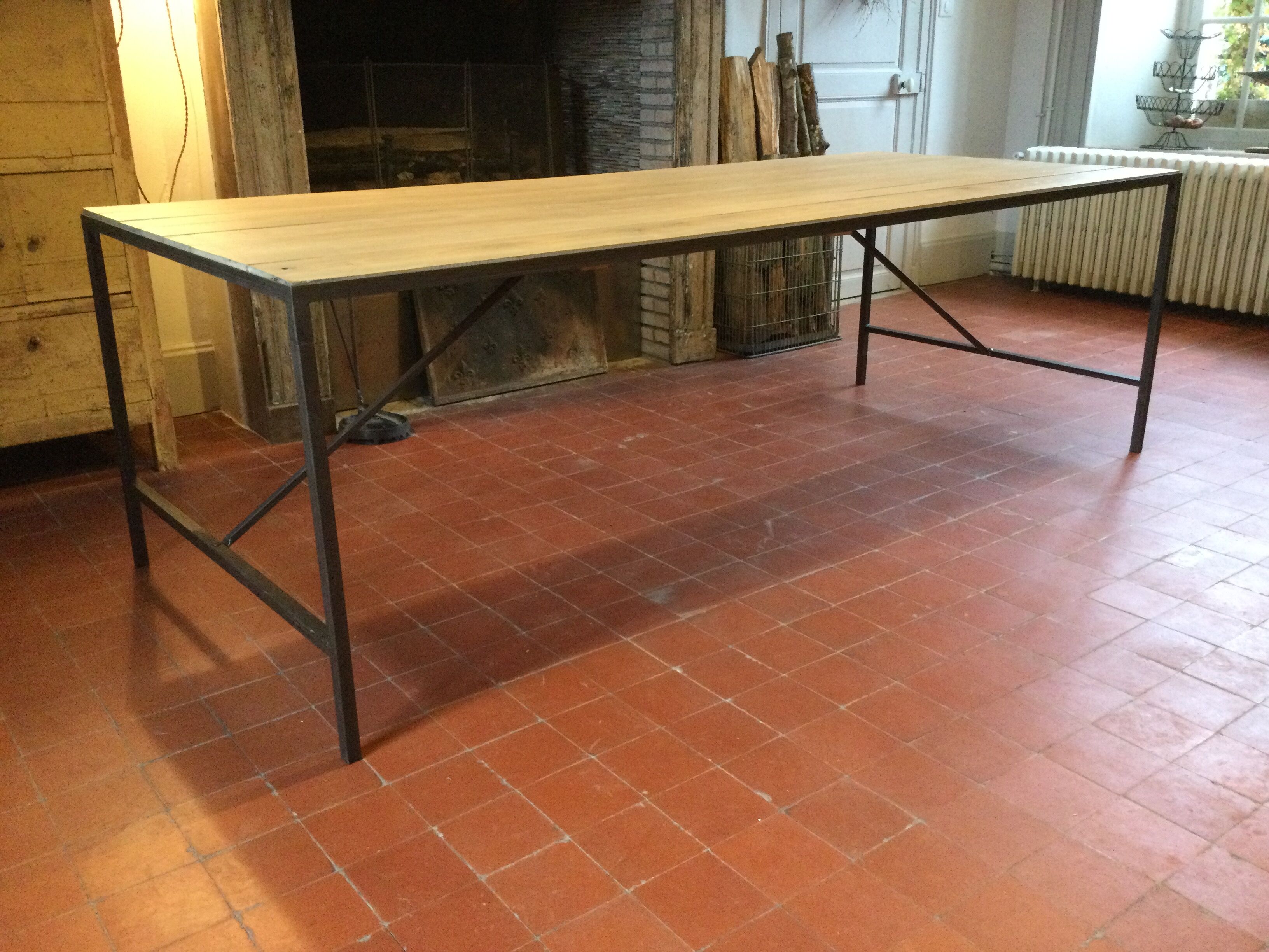 Wood and iron dining table