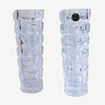 Lot of 2 vases cylindrical crystal Arques