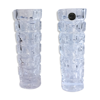 Lot of 2 vases cylindrical crystal Arques
