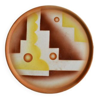 Art deco ceramic dish with geometric decor