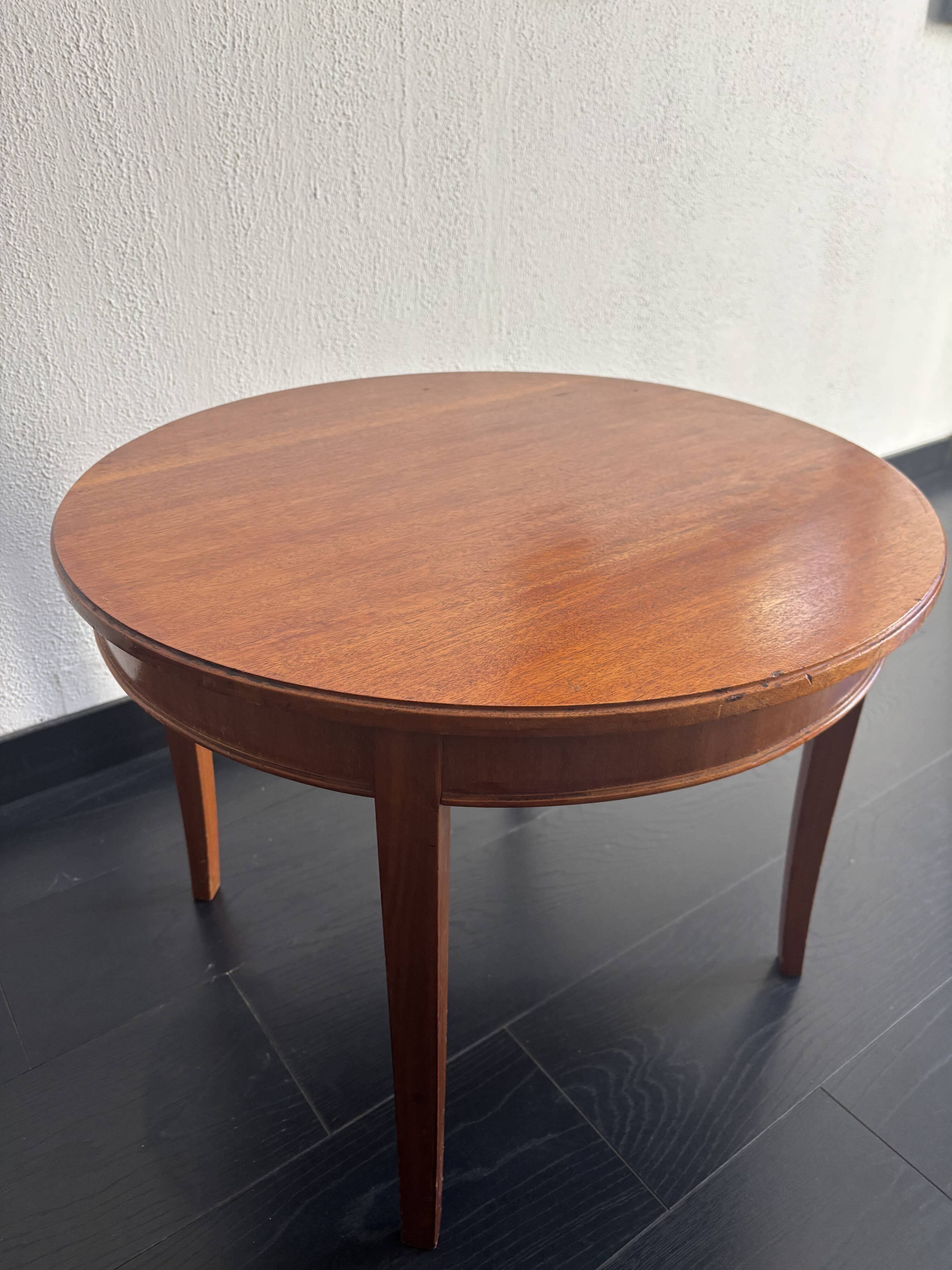 Table basse, guéridon rond en bois Hainke, Allemagne 1950