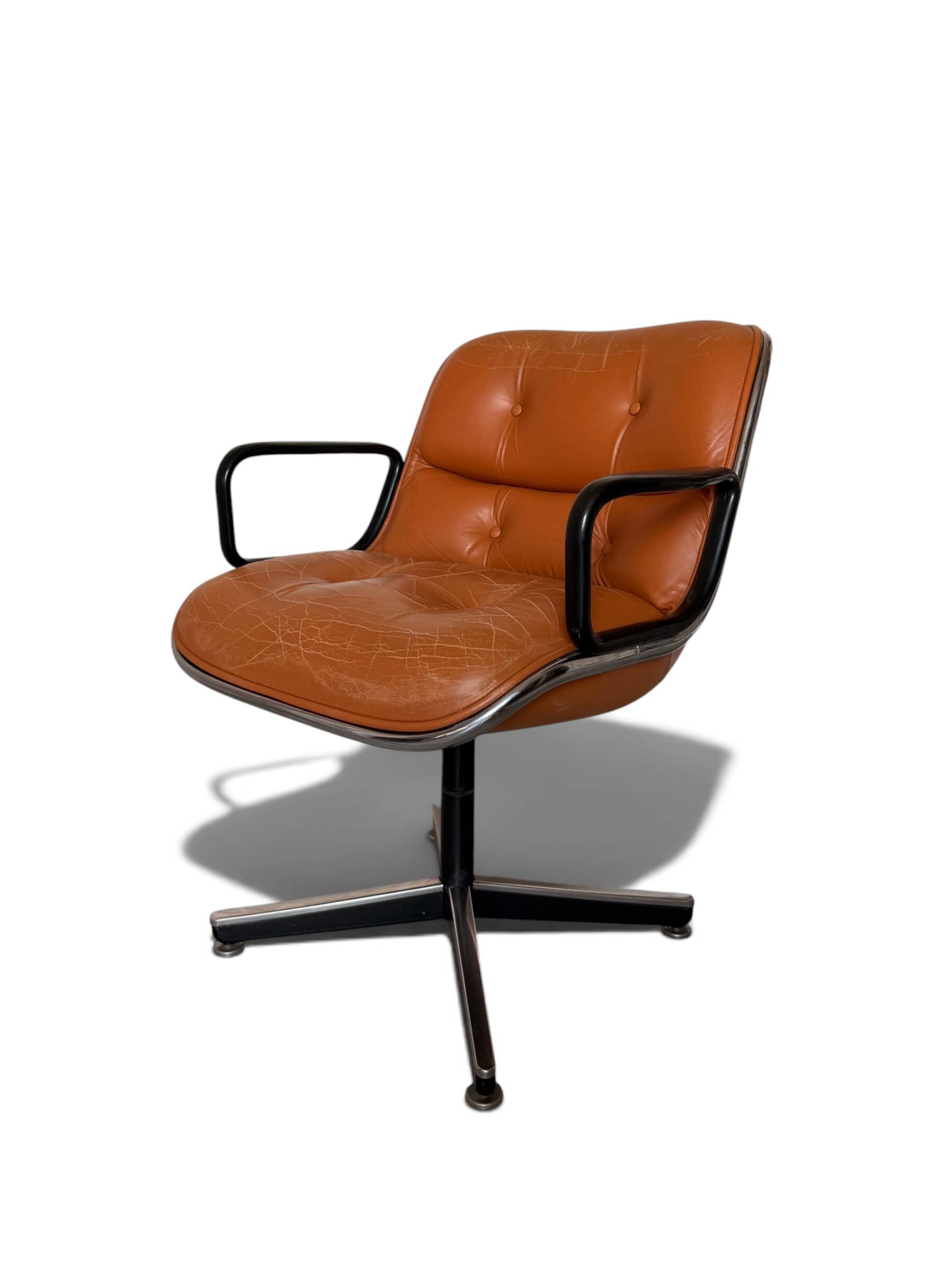 Charles Pollock Knoll Office Chair Patinated Camel Leather