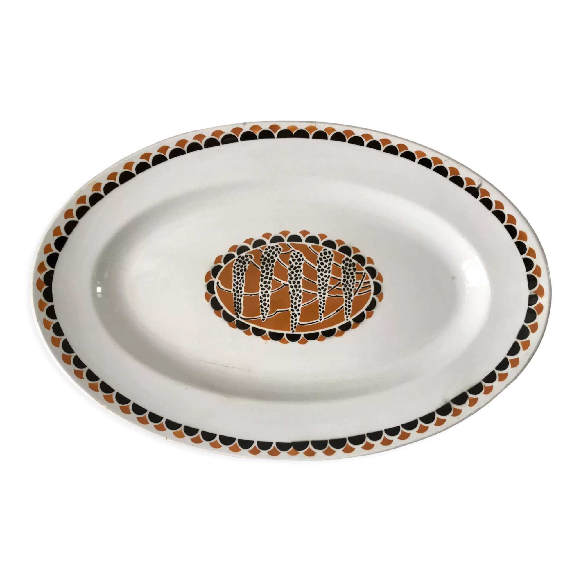 Oval dish sarreguemines model "nomeny" art deco 30s