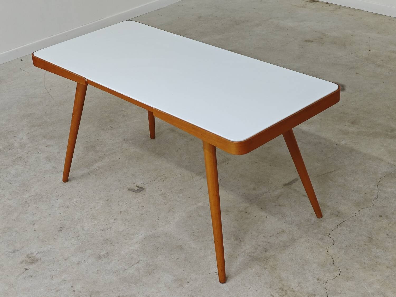 White opaxit coffee table by Jiri Jiroutek for Cesky Nabytek 1960