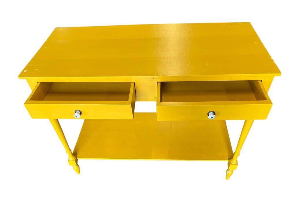 Table d'appoint/console vintage en bois jaune soleil