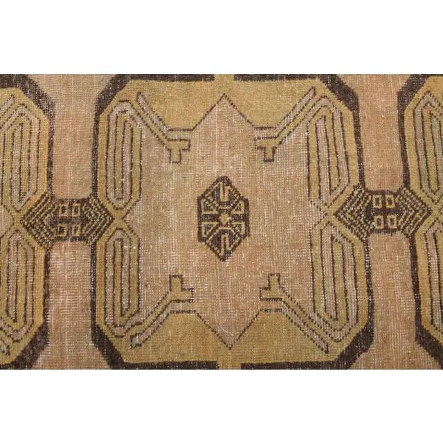 Vintage Turkish Oushak handmade wool copper cotton beige rug 138x420