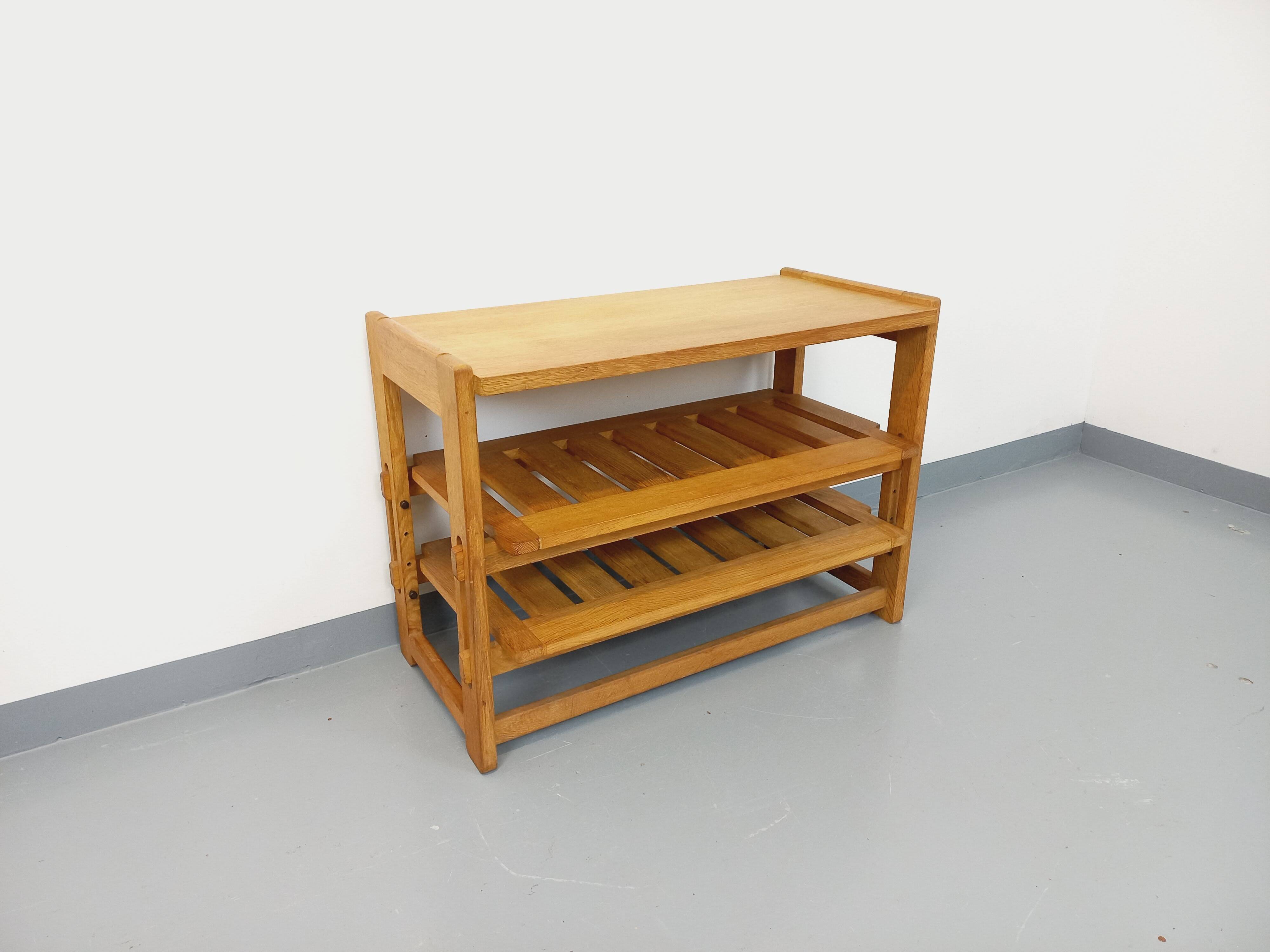 Guillerme et Chambron vintage open storage unit in solid oak