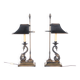 Paire de lampes « cygnes » en laiton
