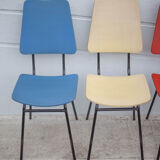 Set of 4 vintage chairs in metal and vinyl