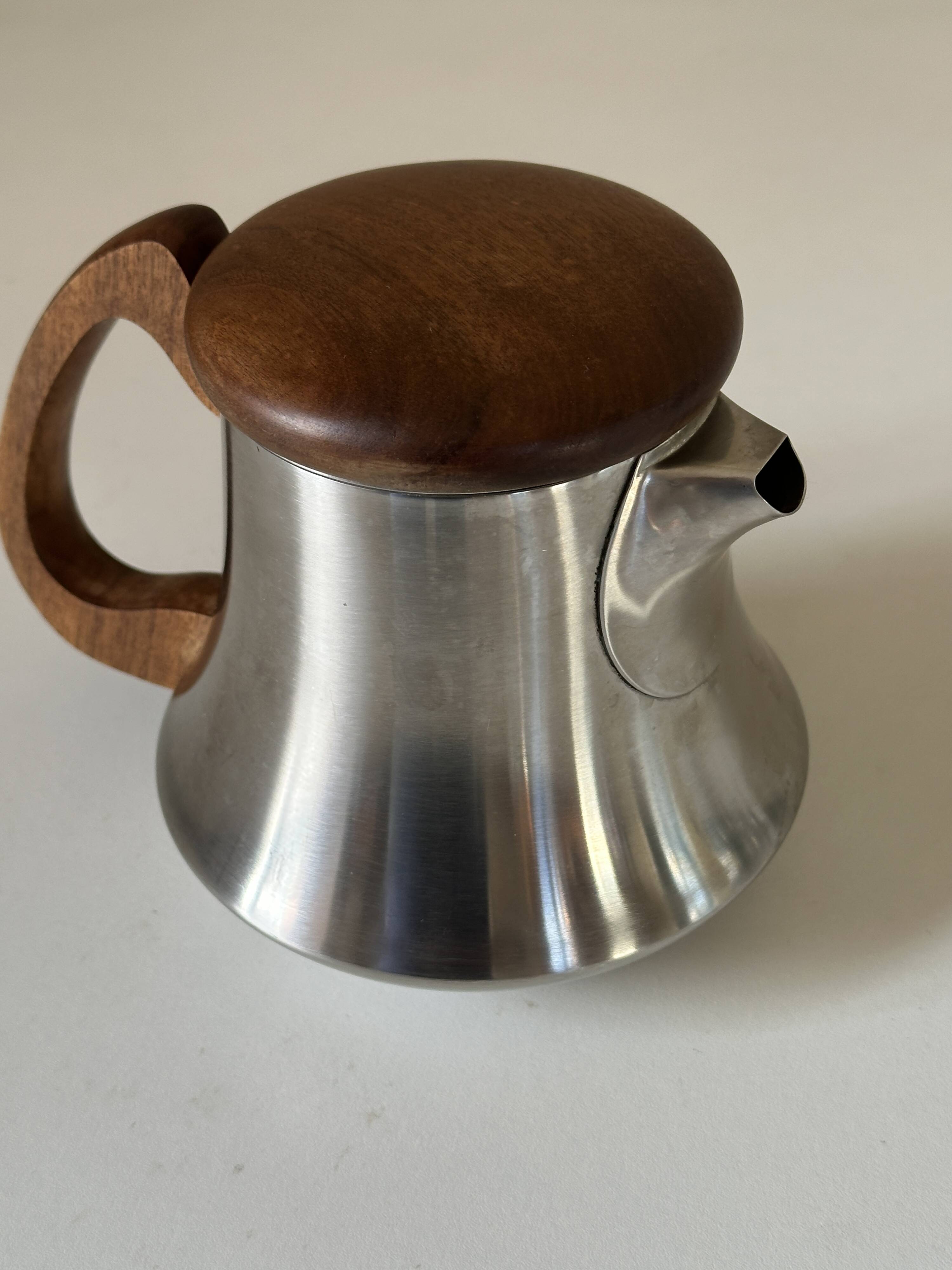 Rémy Letang stainless steel teapot, vintage design, 60s and 70s