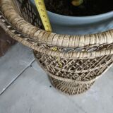 Porte-plante, cache-pot en rotin