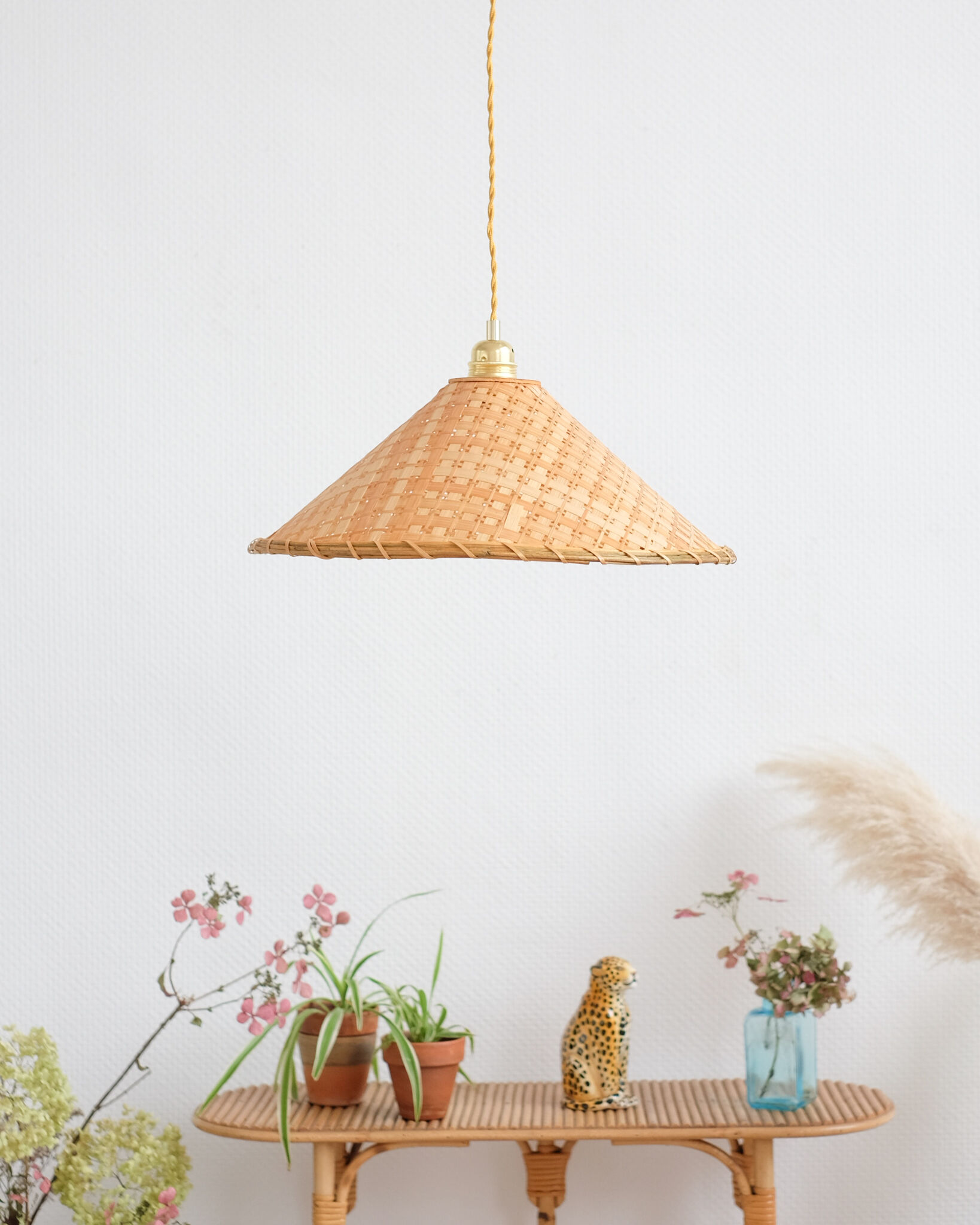 Vintage wicker pendant lamp