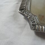 Large rectangular silver metal tray with handles Maison Wiskemann