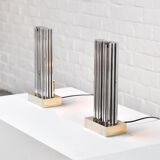 Pair of Brass & Metal Sculptural Lamps by Georges Mathias, Belgium 1970s