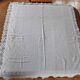 Tablecloth in white-ecru cotton thread. hook border. handmade. 50s.