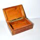 Vintage wooden box with straw marquetry and mother-of-pearl decoration.