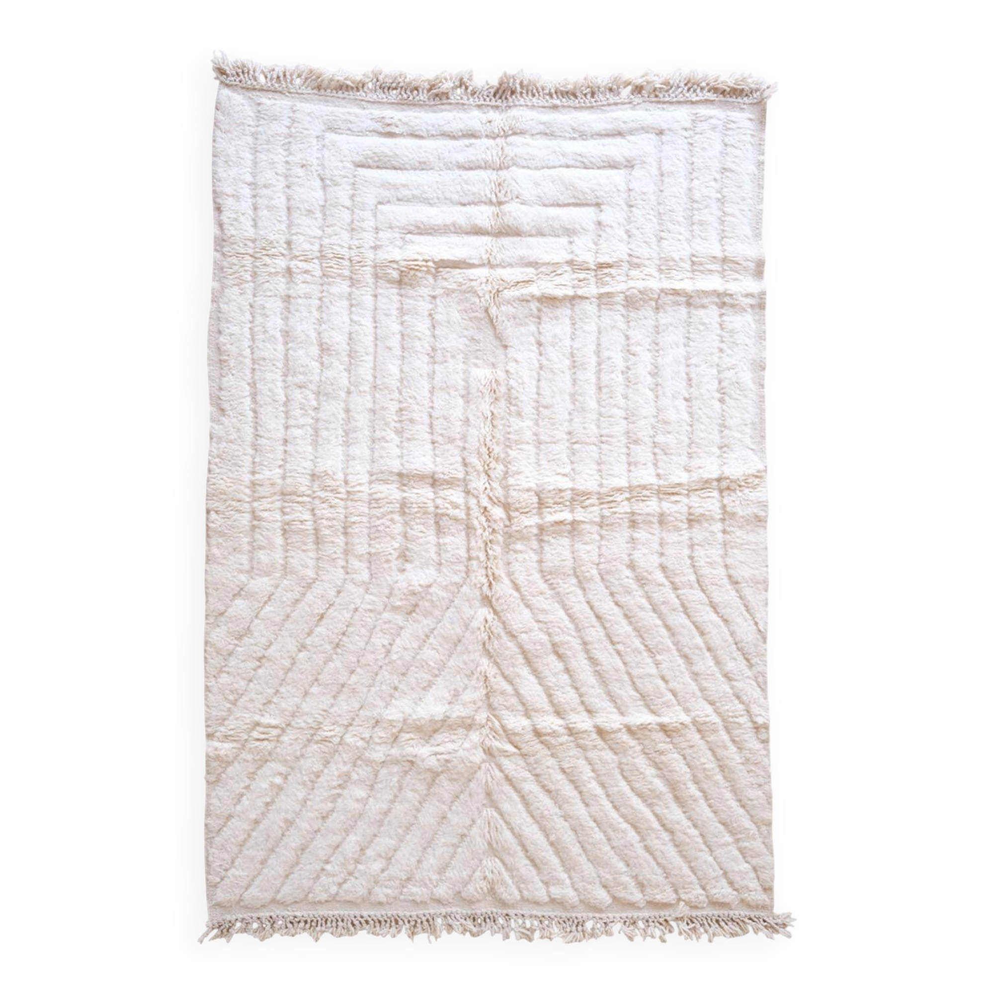 White Moroccan Beni Ourain Rug - 293 x 197 cm