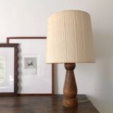 Scandinavian style wooden lamp with linen lampshade