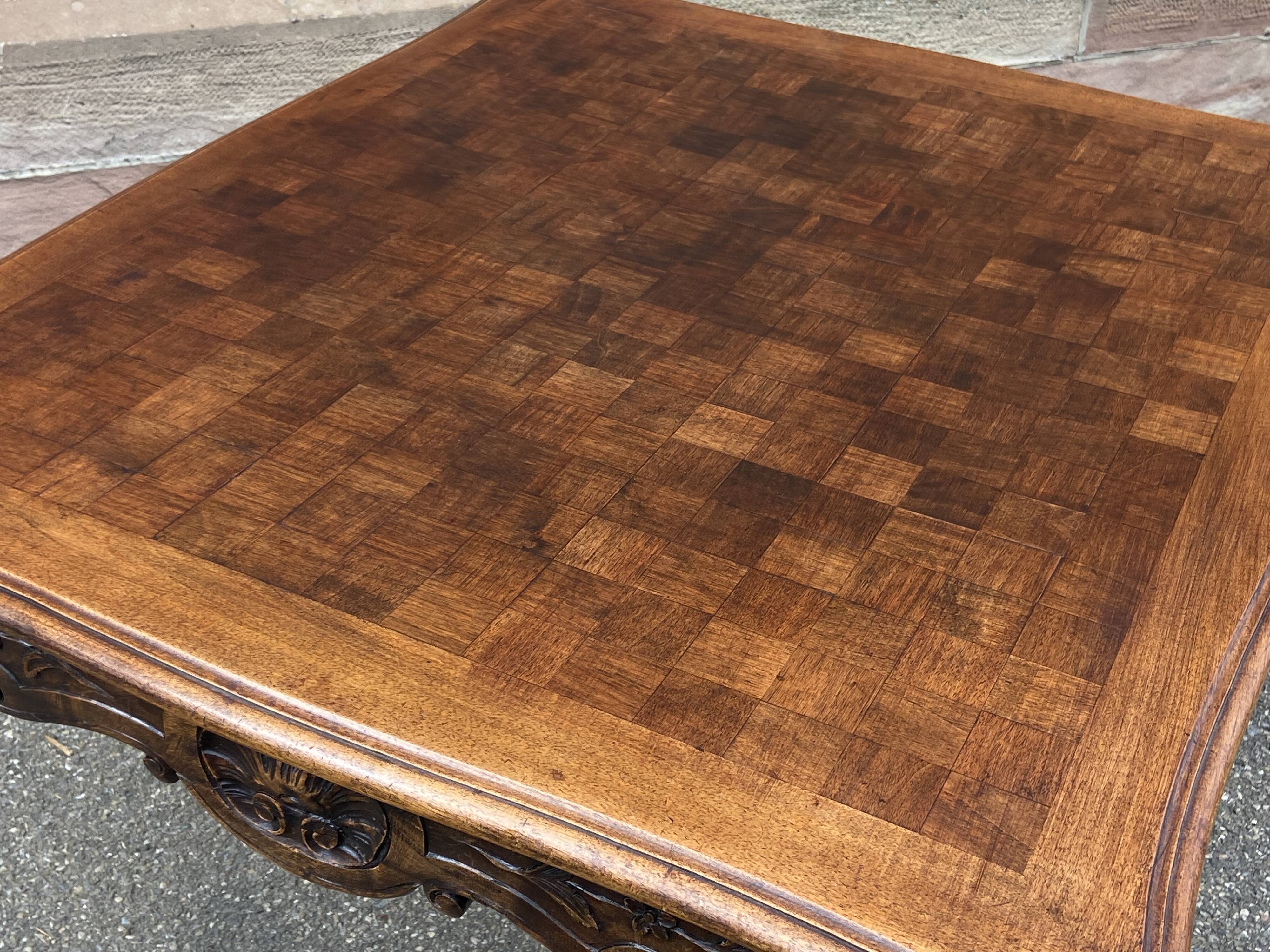 Rocaille louis xv style desk table in walnut provence 1920s