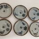 6 ceramic cups Ken Edwards, Tonala, Mexico, with sub cups and sugar