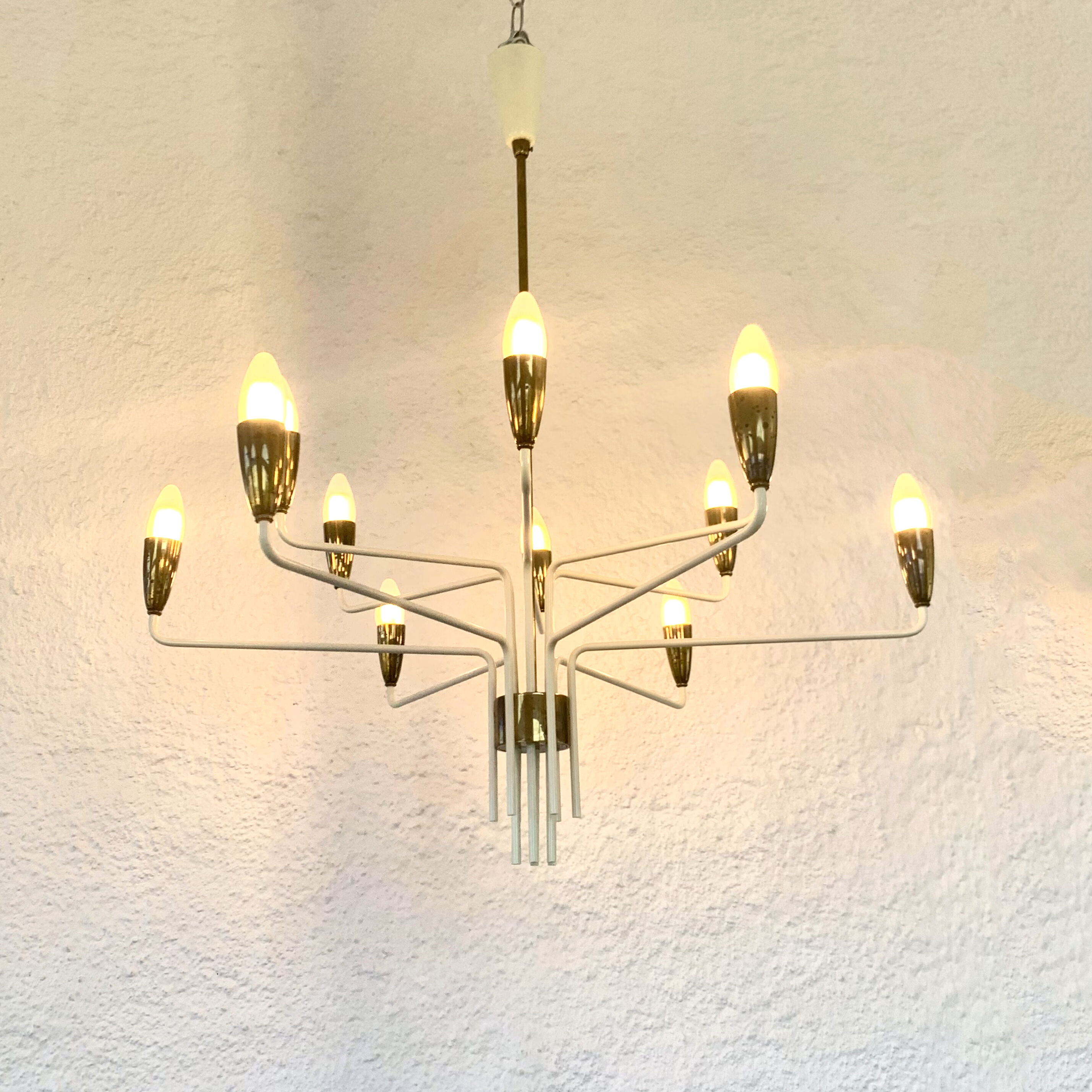 Chandelier 12 arms attributed to Stilnovo,1950
