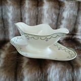 Antique sauce boat in Longwy ironstone.