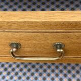 Parisian hotel wardrobe with bevelled mirror, solid raw oak, 1920.