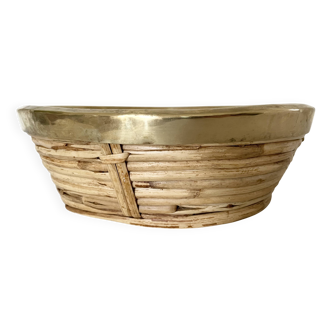 Rattan and gilded brass basket