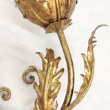 Golden wrought iron wall lamp France, 1970s